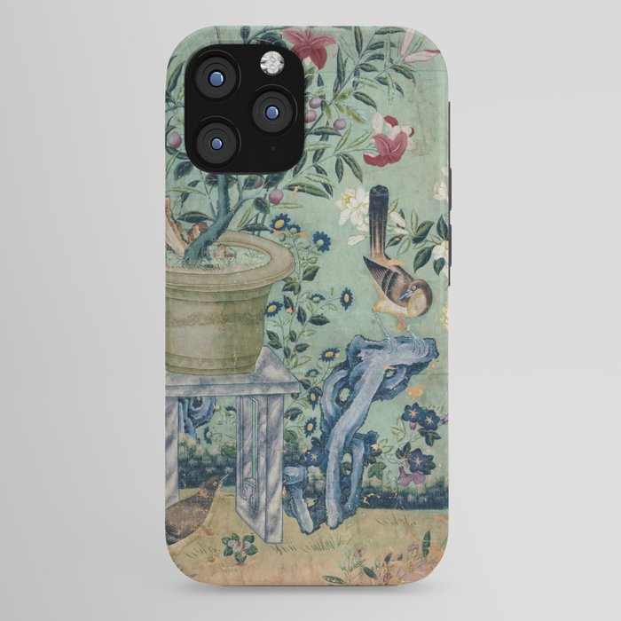 18th Century Antique Mint Chinoiserie Bird Garden Fresco 1740 iPhone Case