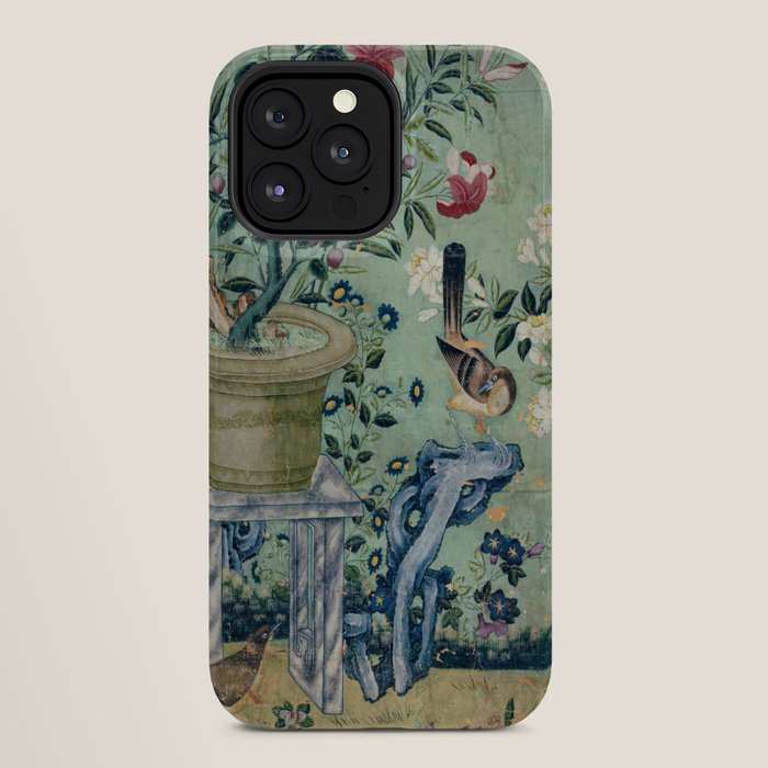 18th Century Antique Mint Chinoiserie Bird Garden Fresco 1740 iPhone Case