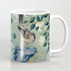 18th Century Antique Mint Chinoiserie Bird Garden Fresco 1740 Coffee Mug