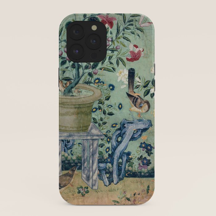 18th Century Antique Mint Chinoiserie Bird Garden Fresco 1740 iPhone Case