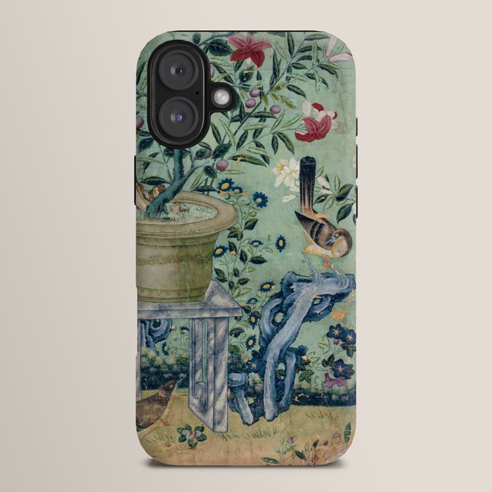 18th Century Antique Mint Chinoiserie Bird Garden Fresco 1740 iPhone Case
