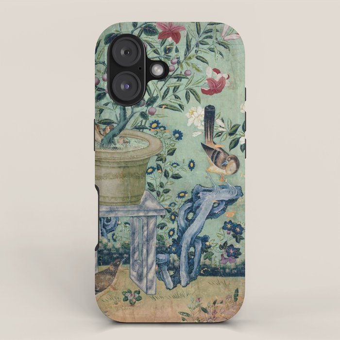 18th Century Antique Mint Chinoiserie Bird Garden Fresco 1740 iPhone Case