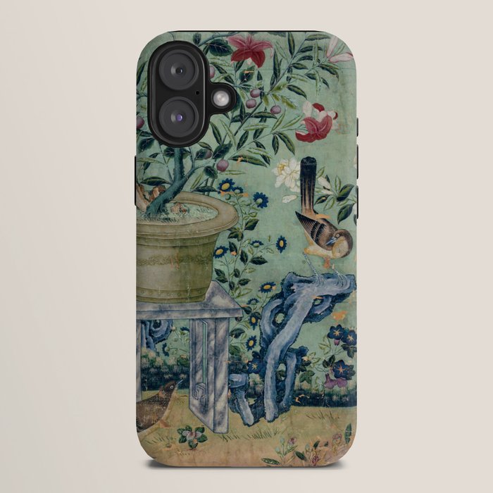 18th Century Antique Mint Chinoiserie Bird Garden Fresco 1740 iPhone Case