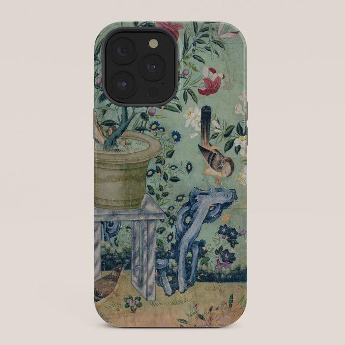 18th Century Antique Mint Chinoiserie Bird Garden Fresco 1740 iPhone Case