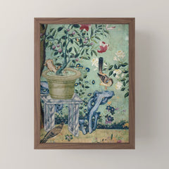 18th Century Antique Mint Chinoiserie Bird Garden Fresco 1740 Mini Art Print