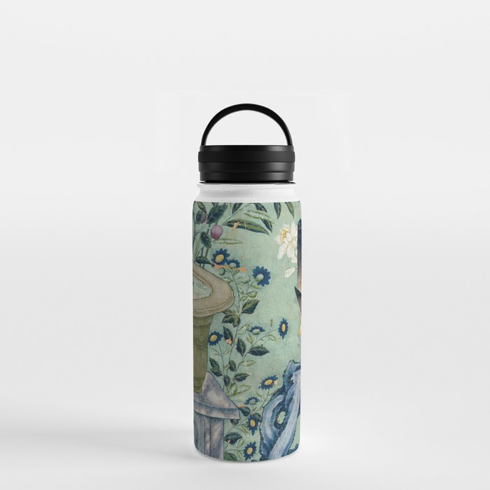 18th Century Antique Mint Chinoiserie Bird Garden Fresco 1740 Water Bottle