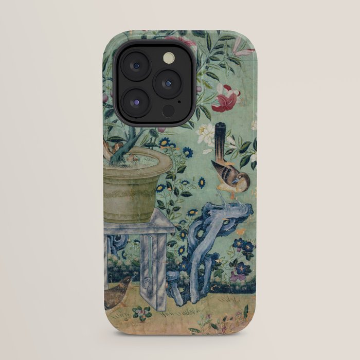 18th Century Antique Mint Chinoiserie Bird Garden Fresco 1740 iPhone Case