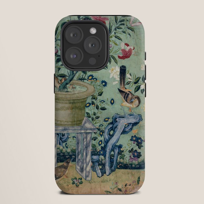 18th Century Antique Mint Chinoiserie Bird Garden Fresco 1740 iPhone Case