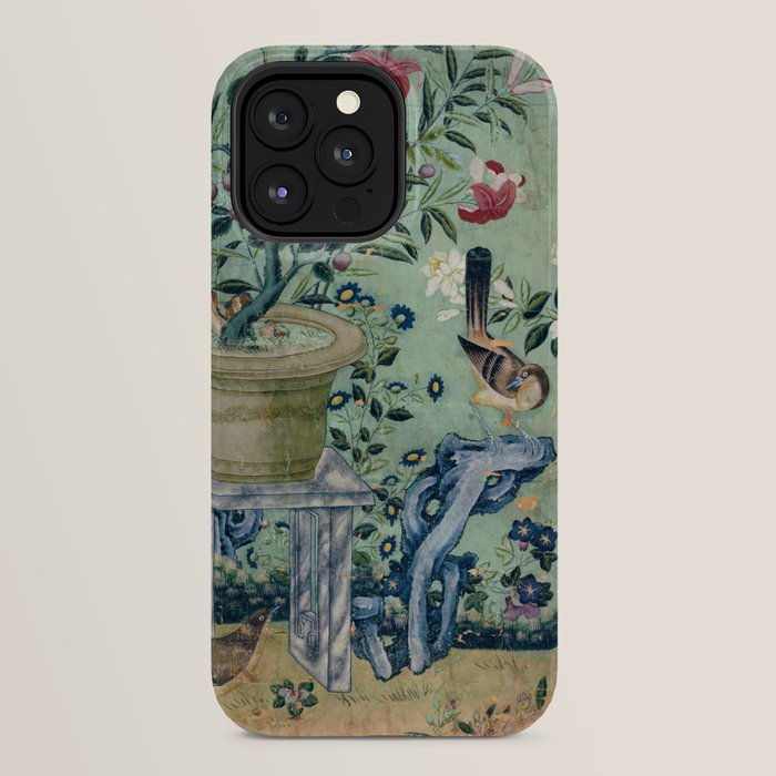 18th Century Antique Mint Chinoiserie Bird Garden Fresco 1740 iPhone Case