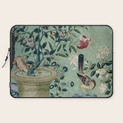 18th Century Antique Mint Chinoiserie Bird Garden Fresco 1740 Laptop Sleeve