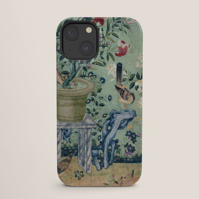 18th Century Antique Mint Chinoiserie Bird Garden Fresco 1740 iPhone Case