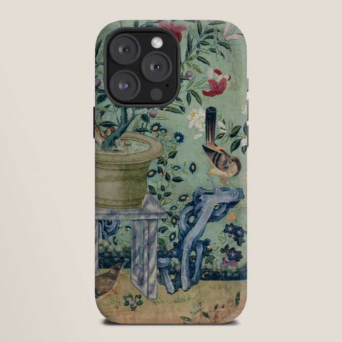 18th Century Antique Mint Chinoiserie Bird Garden Fresco 1740 iPhone Case