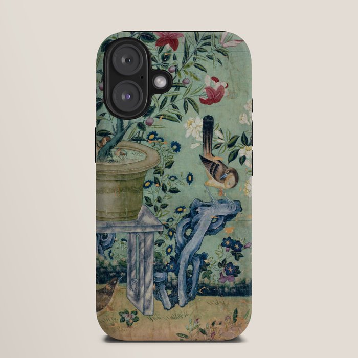 18th Century Antique Mint Chinoiserie Bird Garden Fresco 1740 iPhone Case