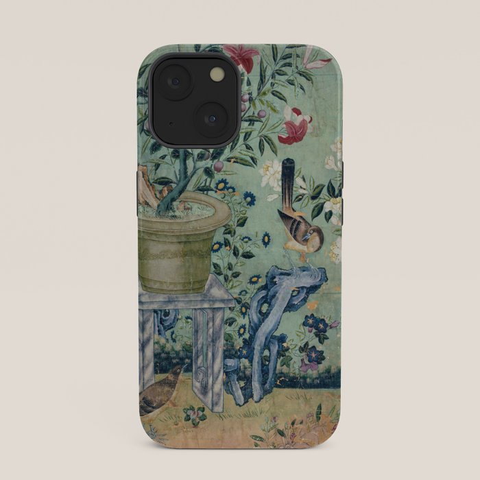 18th Century Antique Mint Chinoiserie Bird Garden Fresco 1740 iPhone Case