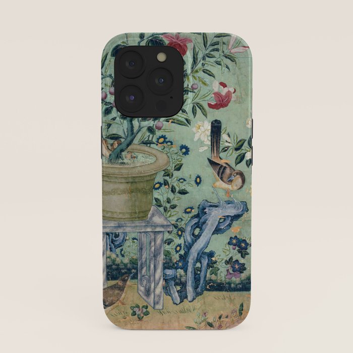 18th Century Antique Mint Chinoiserie Bird Garden Fresco 1740 iPhone Case