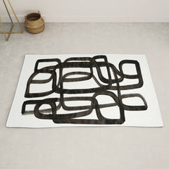 Writing On The Wall' Mid Century Modern Fun Abstract Shapes  Rug