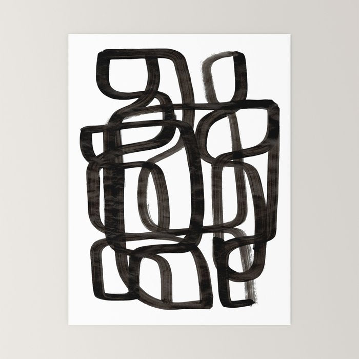 Writing On The Wall' Mid Century Modern Fun Abstract Shapes  Mini Art Print