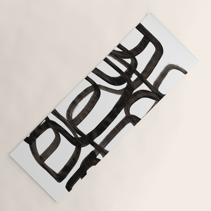 Writing On The Wall' Mid Century Modern Fun Abstract Shapes  Yoga Mat