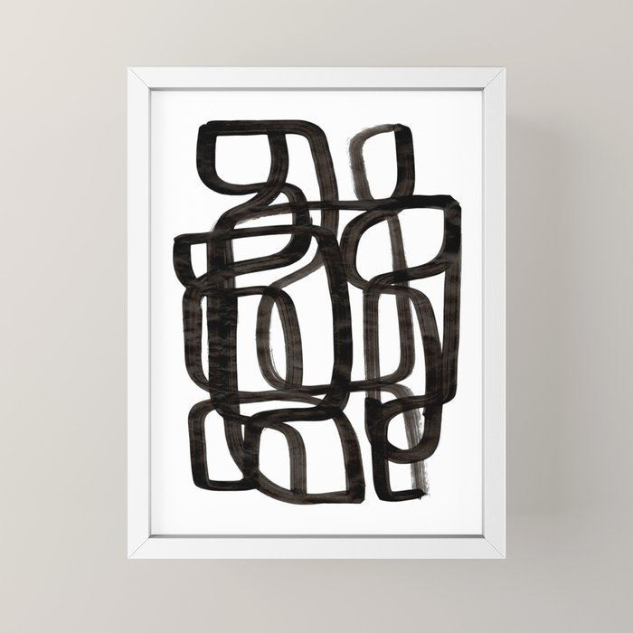 Writing On The Wall' Mid Century Modern Fun Abstract Shapes  Mini Art Print