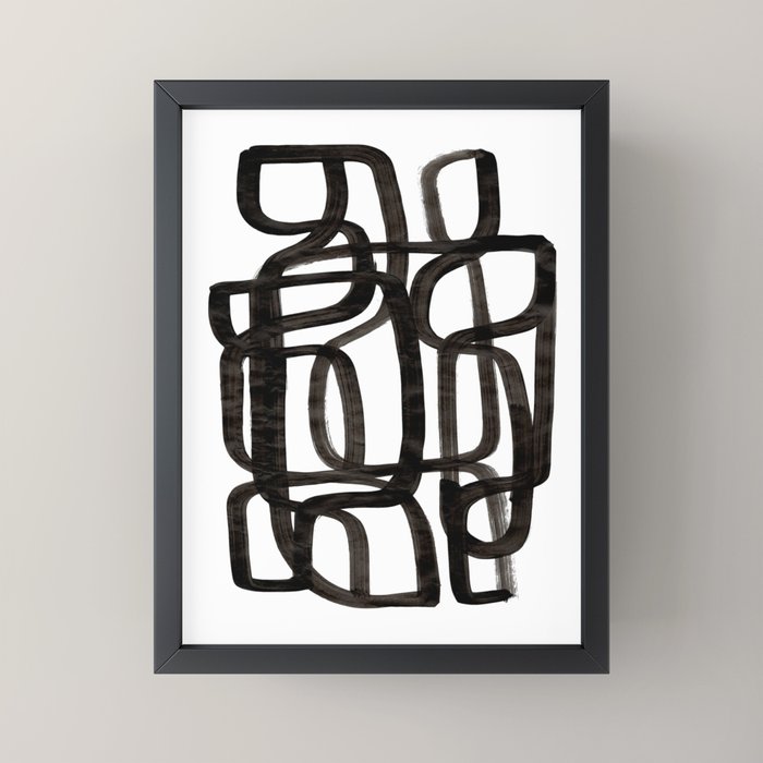 Writing On The Wall' Mid Century Modern Fun Abstract Shapes  Mini Art Print