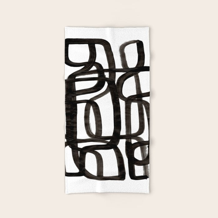 Writing On The Wall' Mid Century Modern Fun Abstract Shapes  Bath Towel