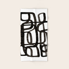 Writing On The Wall' Mid Century Modern Fun Abstract Shapes  Bath Towel