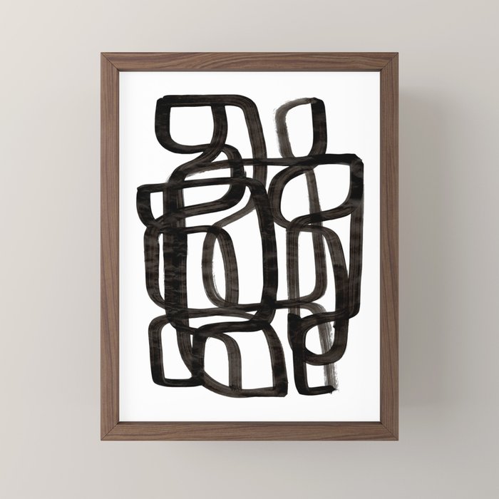 Writing On The Wall' Mid Century Modern Fun Abstract Shapes  Mini Art Print