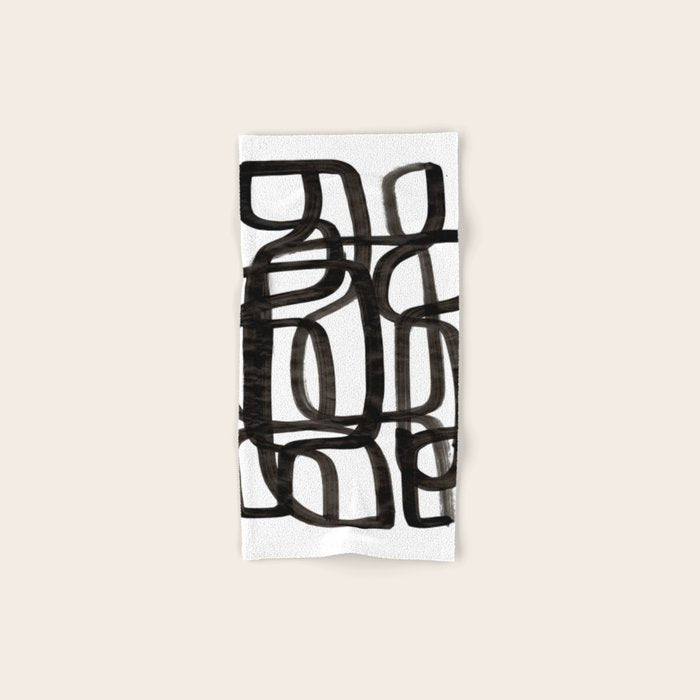 Writing On The Wall' Mid Century Modern Fun Abstract Shapes  Bath Towel
