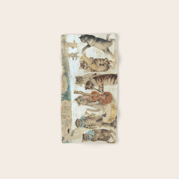 Carol Singing Cats' Funny Vintage Christmas Louis Wain Bath Towel