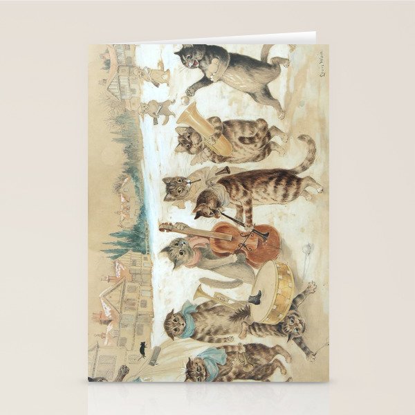 Carol Singing Cats' Funny Vintage Christmas Louis Wain Stationery Card