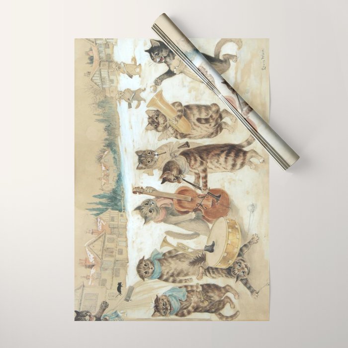 Carol Singing Cats' Funny Vintage Christmas Louis Wain Wrapping Paper