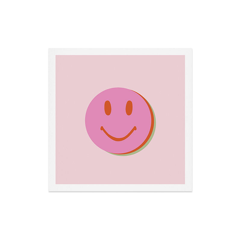 70s retro pink smiles pattern  Art Print
