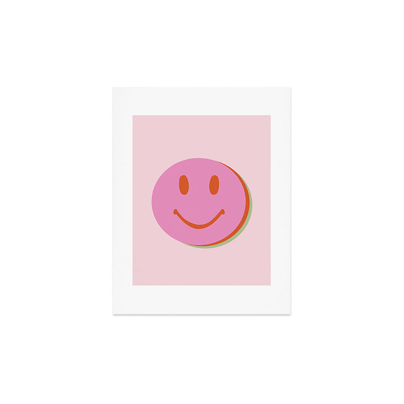 70s retro pink smiles pattern  Art Print