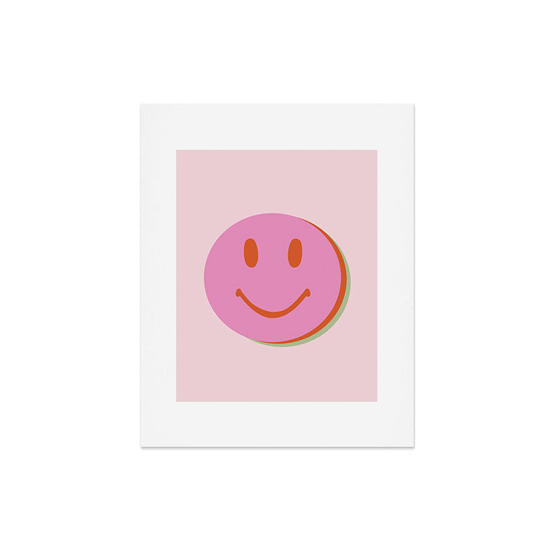 70s retro pink smiles pattern  Art Print