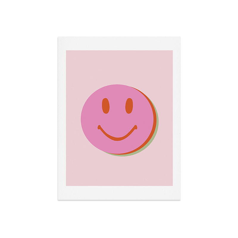 70s retro pink smiles pattern  Art Print