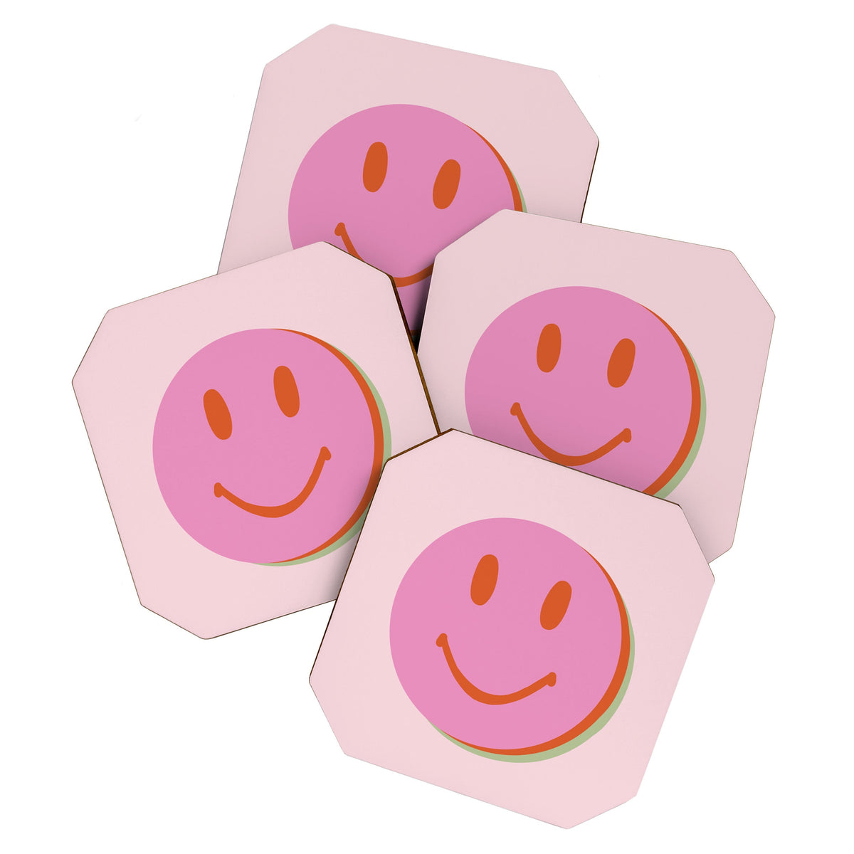 70s retro pink smiles pattern  Coaster