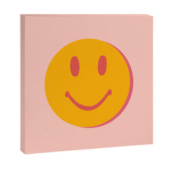 70s retro yellow smile face illustration  Canvas Print