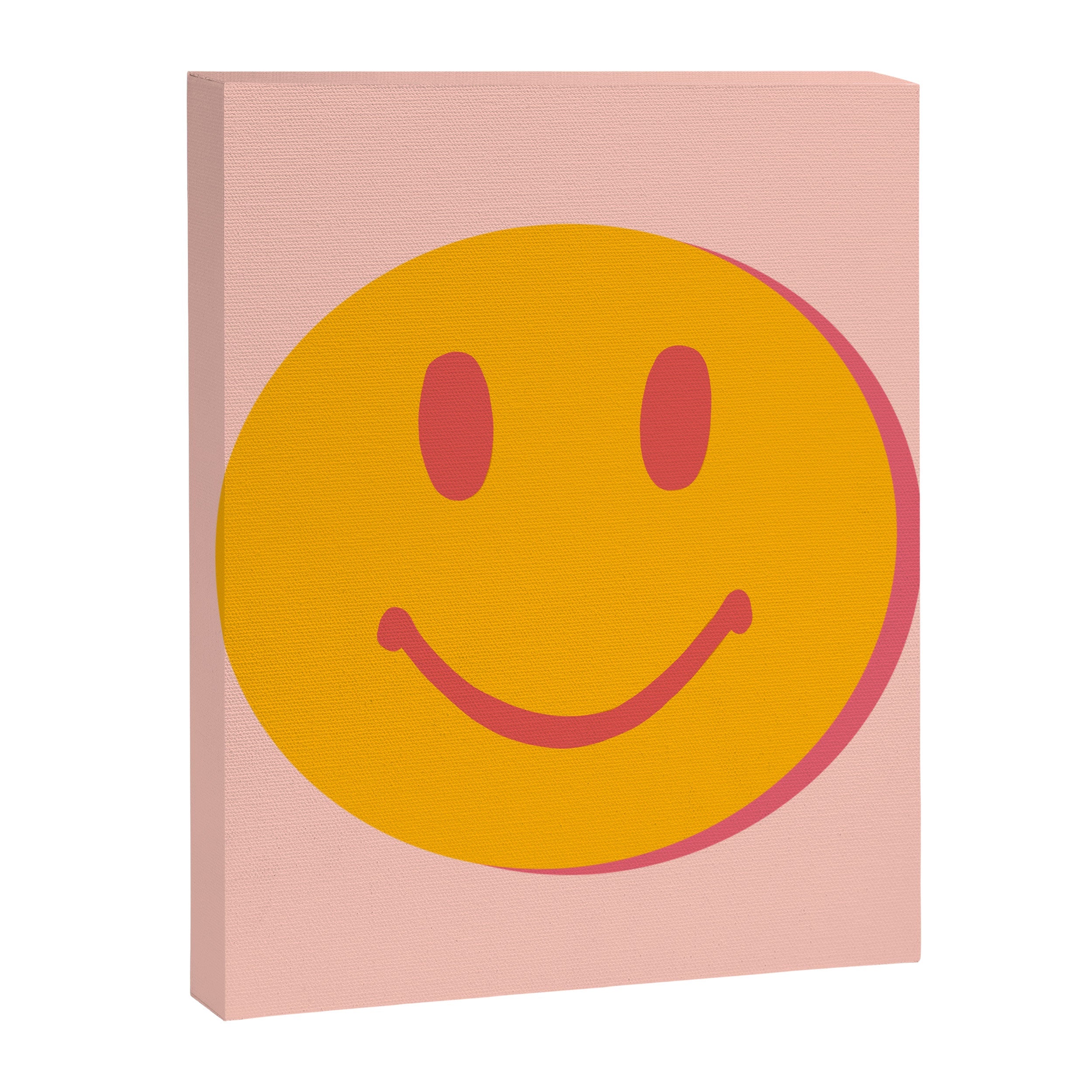 70s retro yellow smile face illustration  Canvas Print