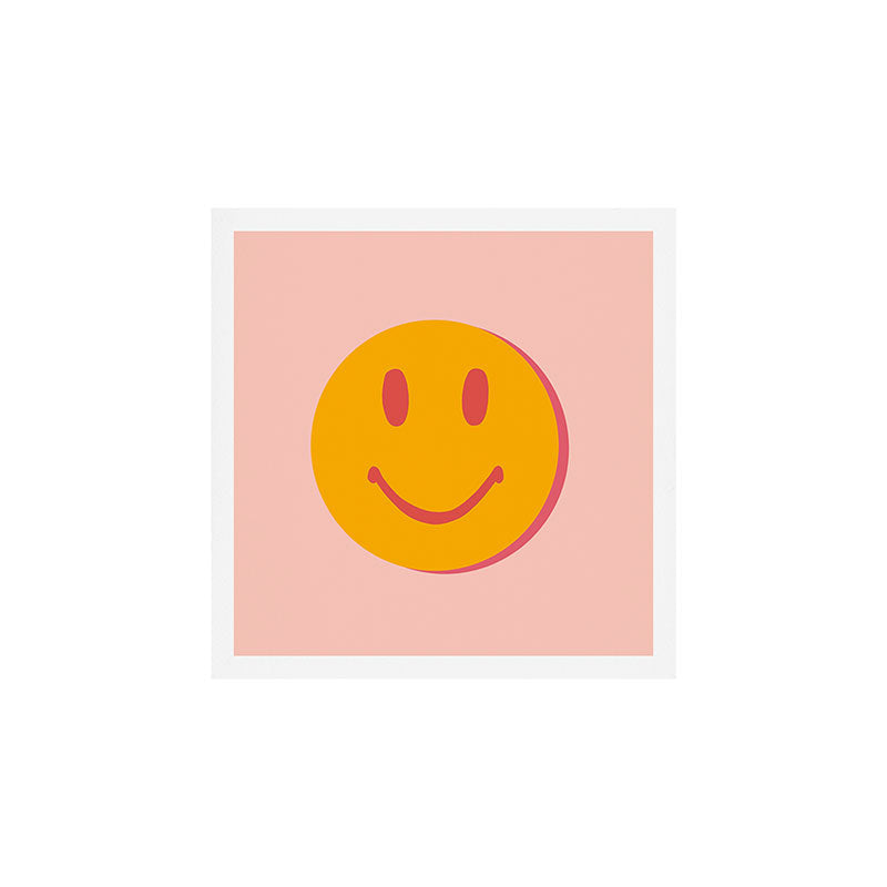 70s retro yellow smile face illustration  Art Print