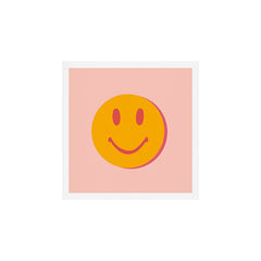 70s retro yellow smile face illustration  Art Print