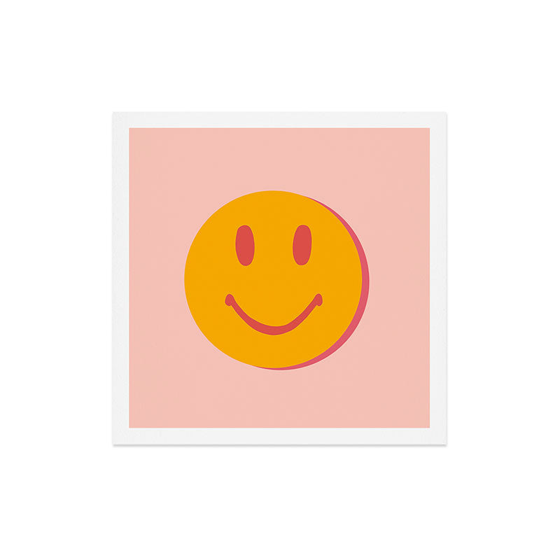 70s retro yellow smile face illustration  Art Print