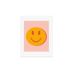 70s retro yellow smile face illustration  Art Print