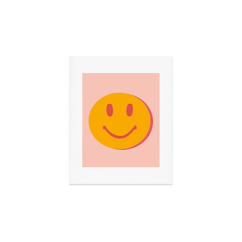 70s retro yellow smile face illustration  Art Print
