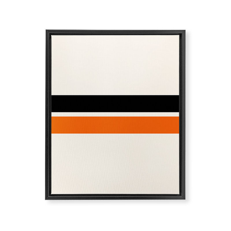 2 Stripes Black Orange Framed Canvas Print