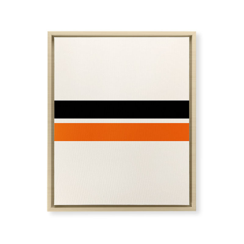 2 Stripes Black Orange Framed Canvas Print