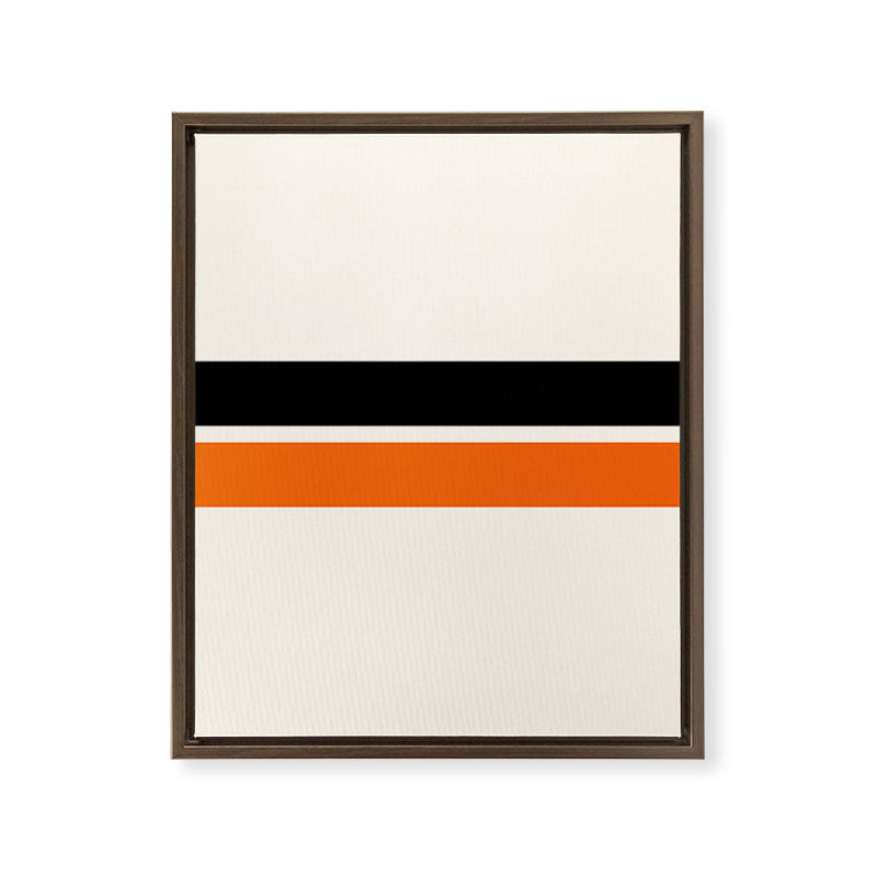 2 Stripes Black Orange Framed Canvas Print