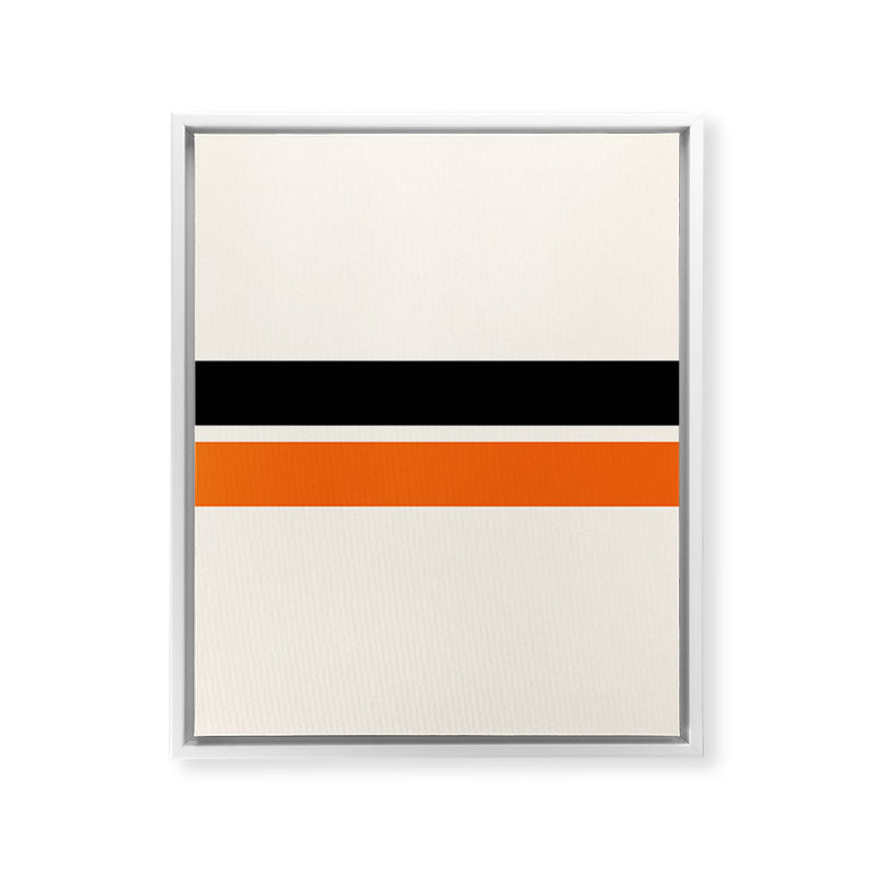 2 Stripes Black Orange Framed Canvas Print