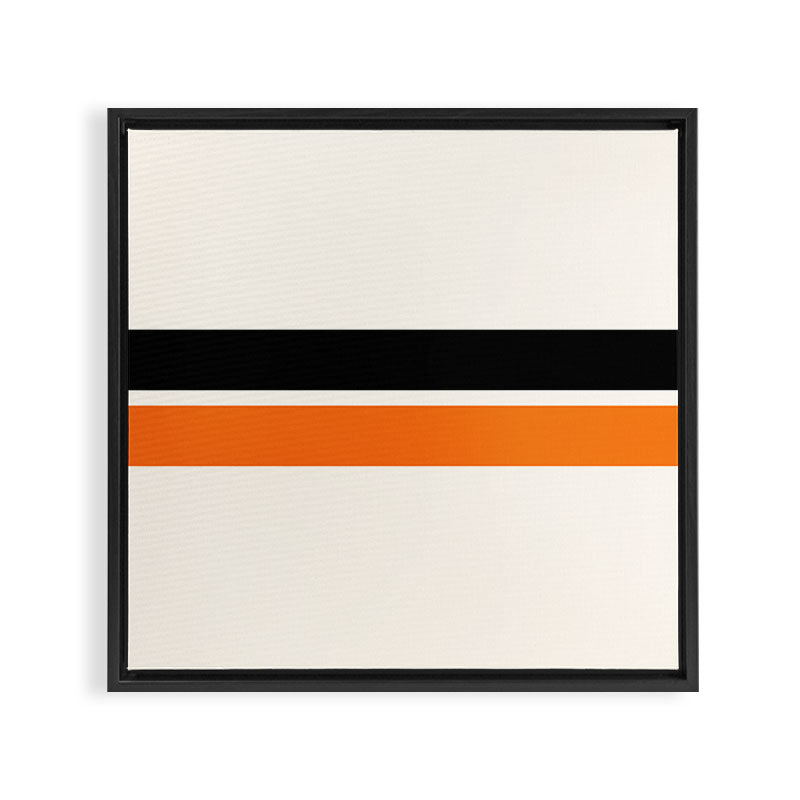 2 Stripes Black Orange Framed Canvas Print