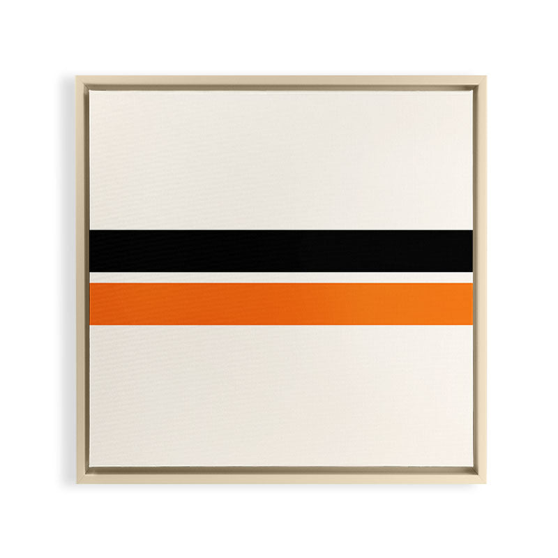 2 Stripes Black Orange Framed Canvas Print