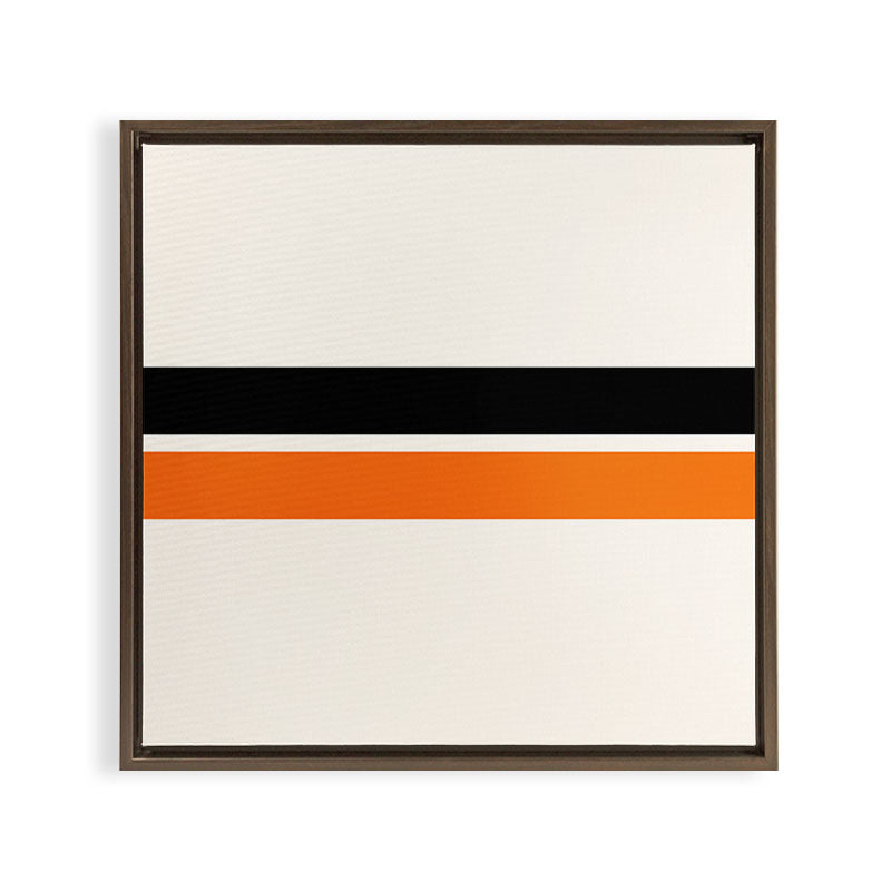 2 Stripes Black Orange Framed Canvas Print